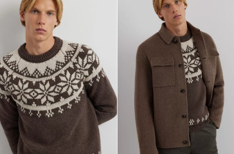 mezczyzna w swiatecznym swetrze